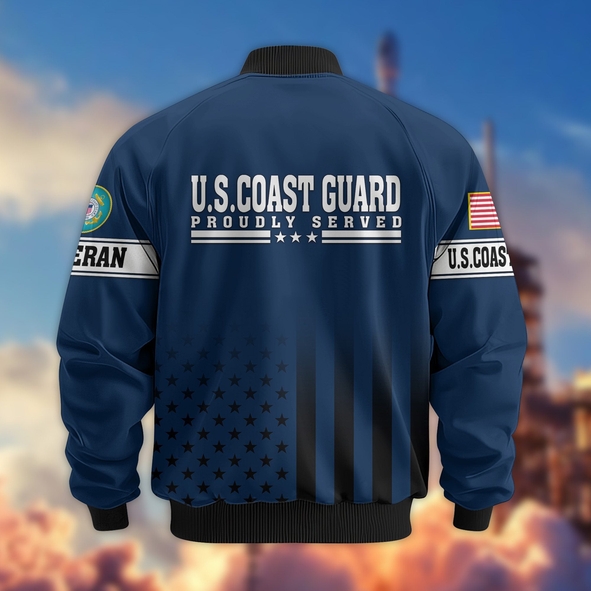 Premium Proudly Served US Veterans Bomber Jacket, Gifts For US Veterans, Gifts For Veterans Day