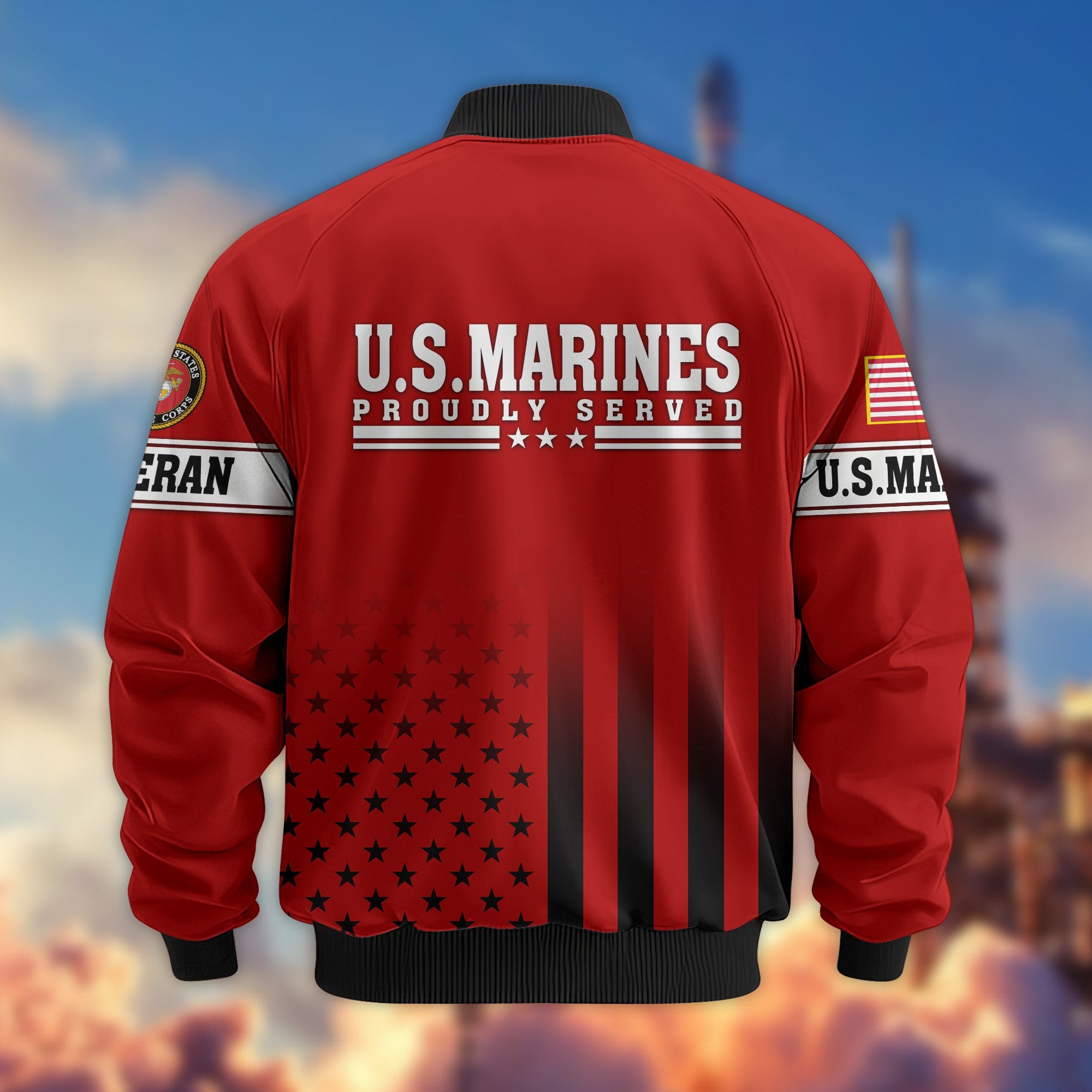 Premium Proudly Served US Veterans Bomber Jacket, Gifts For US Veterans, Gifts For Veterans Day