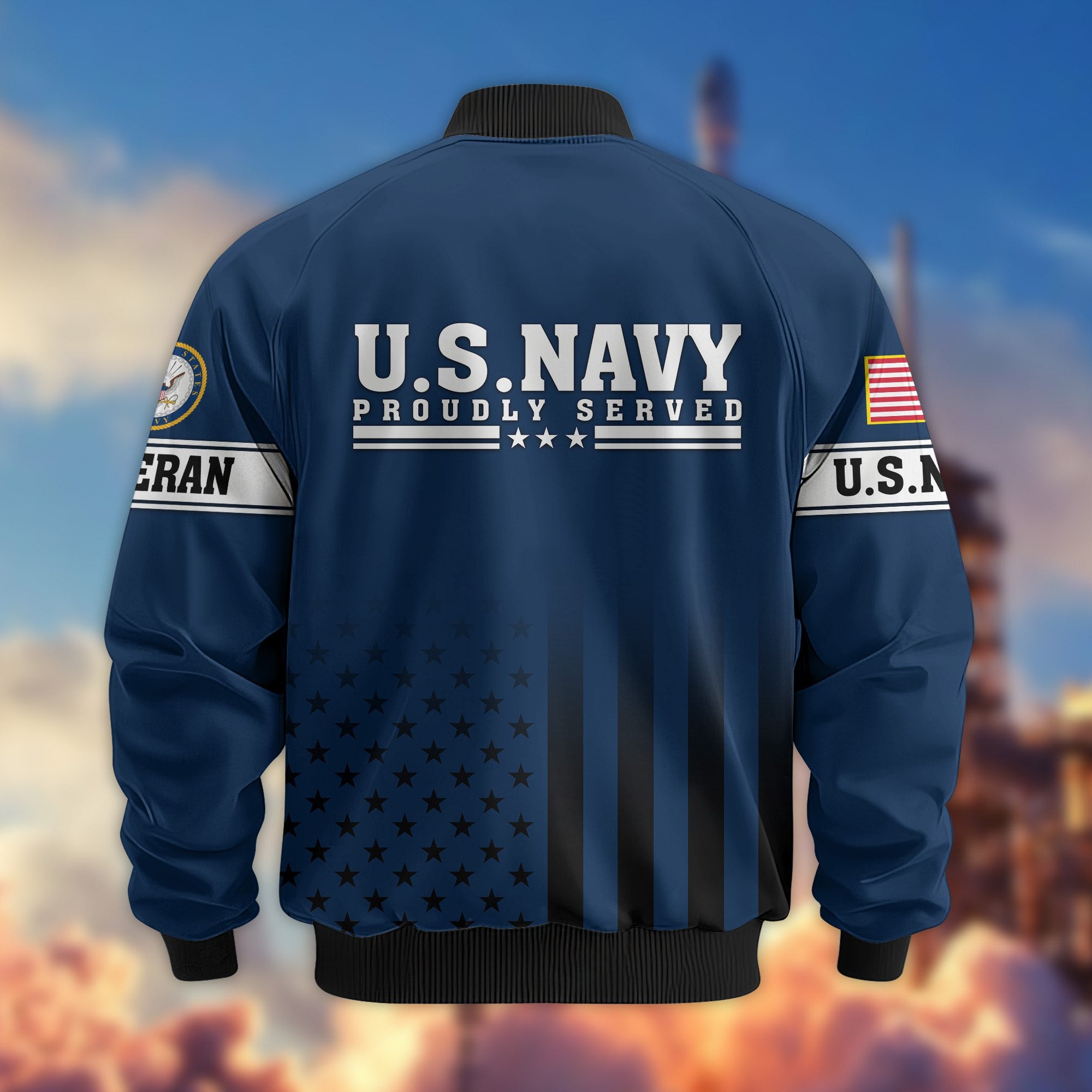 Premium Proudly Served US Veterans Bomber Jacket, Gifts For US Veterans, Gifts For Veterans Day