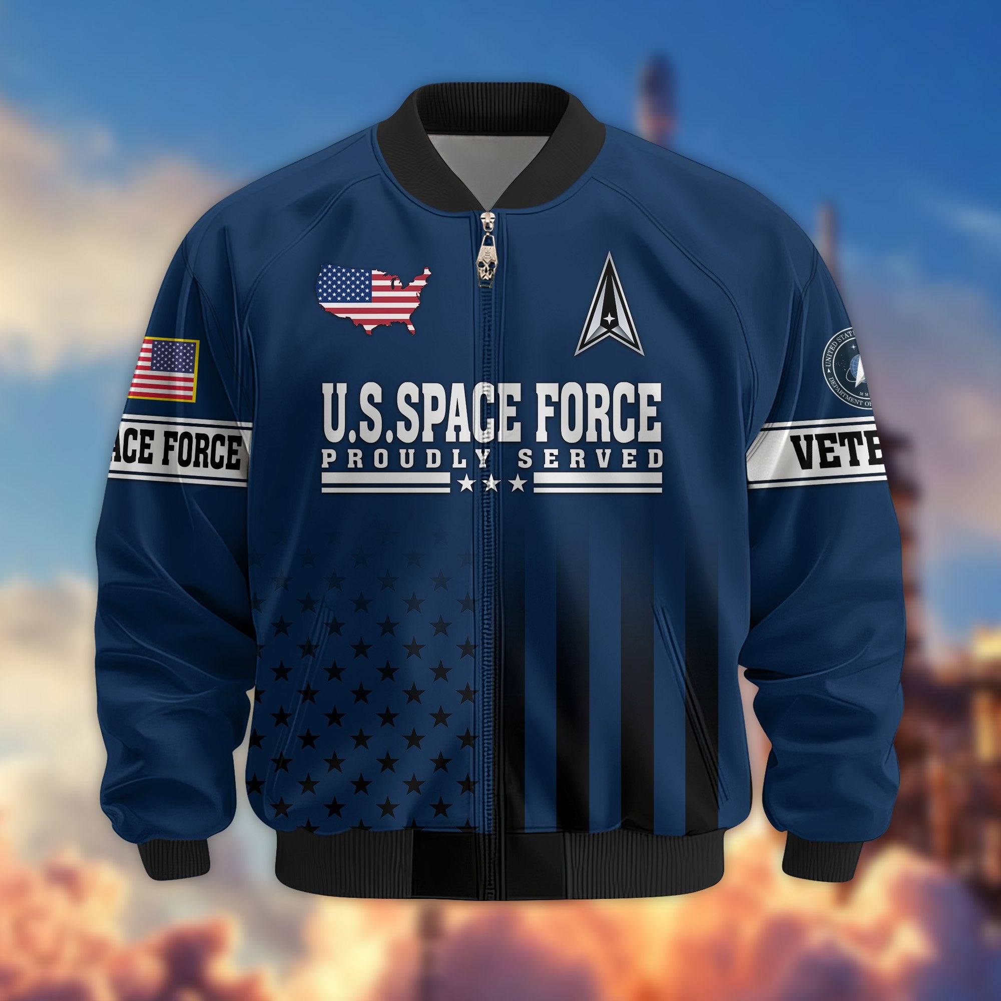 Premium Proudly Served US Veterans Bomber Jacket, Gifts For US Veterans, Gifts For Veterans Day