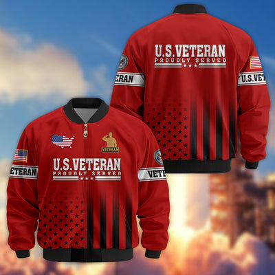 Premium Proudly Served US Veterans Bomber Jacket, Gifts For US Veterans, Gifts For Veterans Day