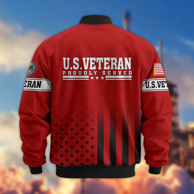 Premium Proudly Served US Veterans Bomber Jacket, Gifts For US Veterans, Gifts For Veterans Day