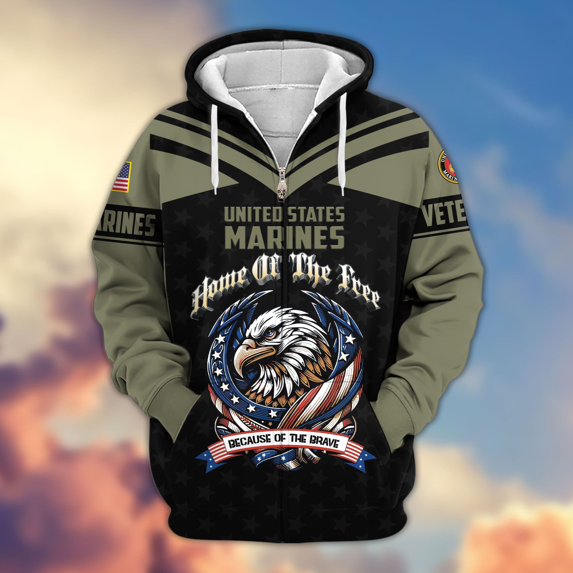 Premium US Veterans Zip Hoodie, Gifts For US Veterans, Gifts For Veterans Day, Gifts For Father's Day