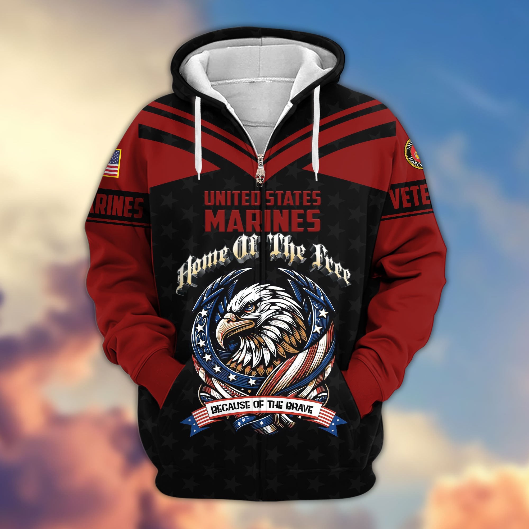 Premium US Veterans Zip Hoodie, Gifts For US Veterans, Gifts For Veterans Day, Gifts For Father's Day