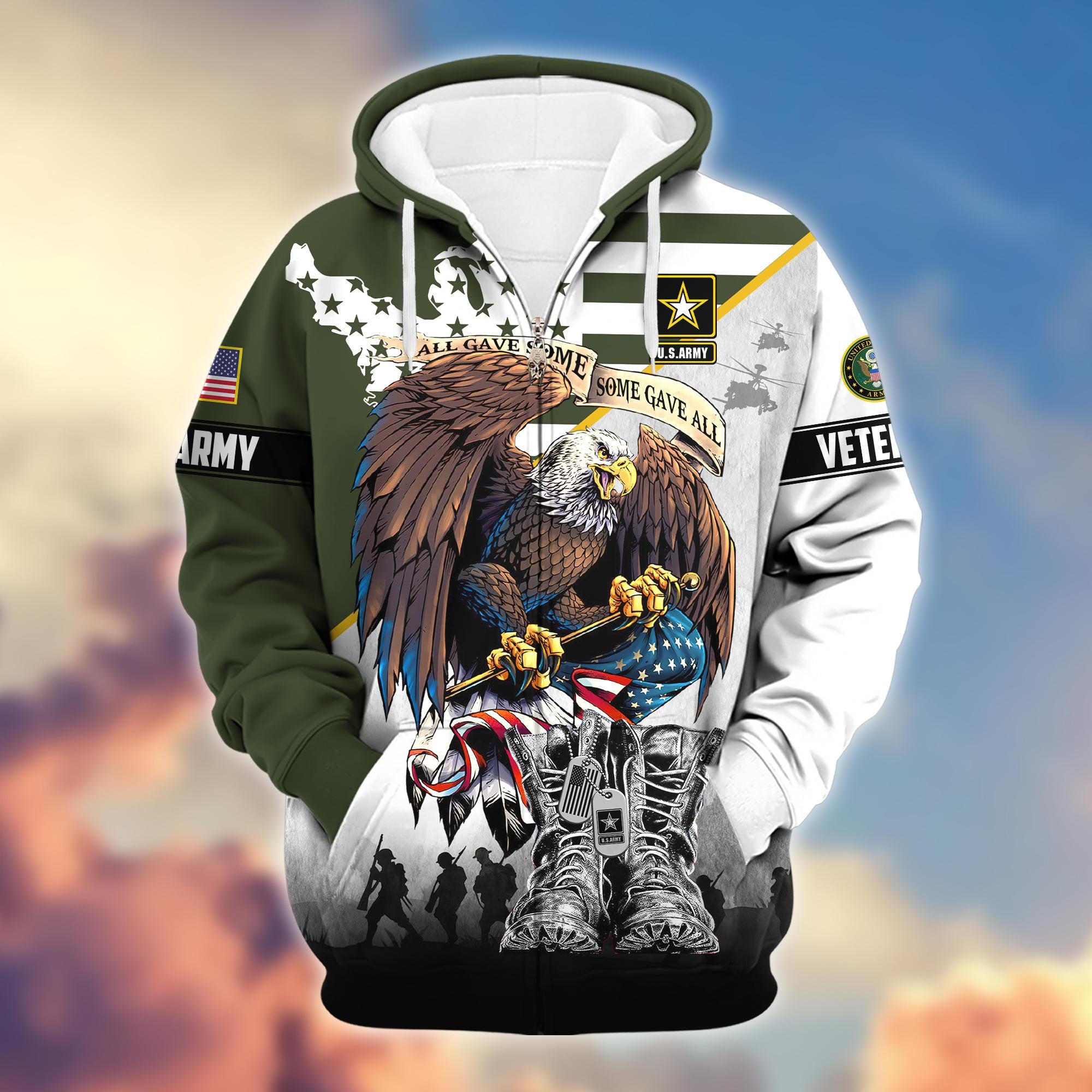 Premium All Gave Some Some Gave All US Veterans Zip Hoodie, Gifts For US Veterans, Gifts For Veterans Day