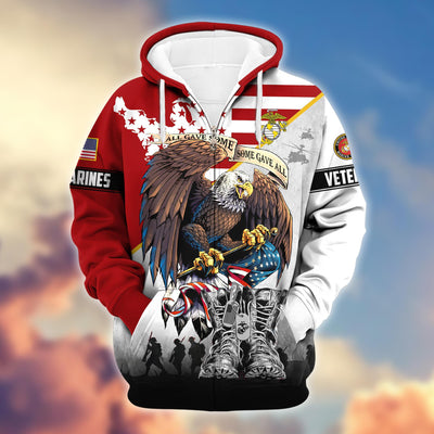 Premium All Gave Some Some Gave All US Veterans Zip Hoodie, Gifts For US Veterans, Gifts For Veterans Day
