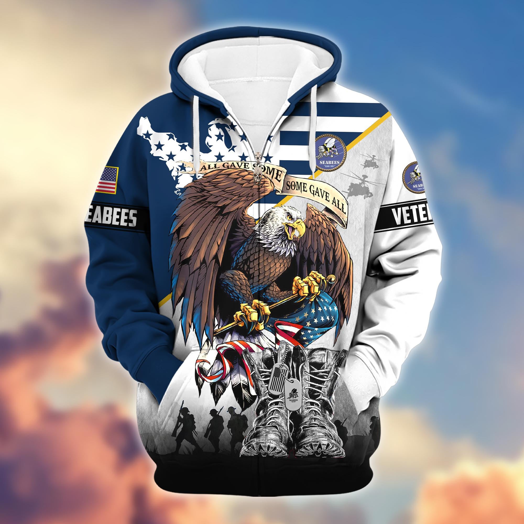 Premium All Gave Some Some Gave All US Veterans Zip Hoodie, Gifts For US Veterans, Gifts For Veterans Day