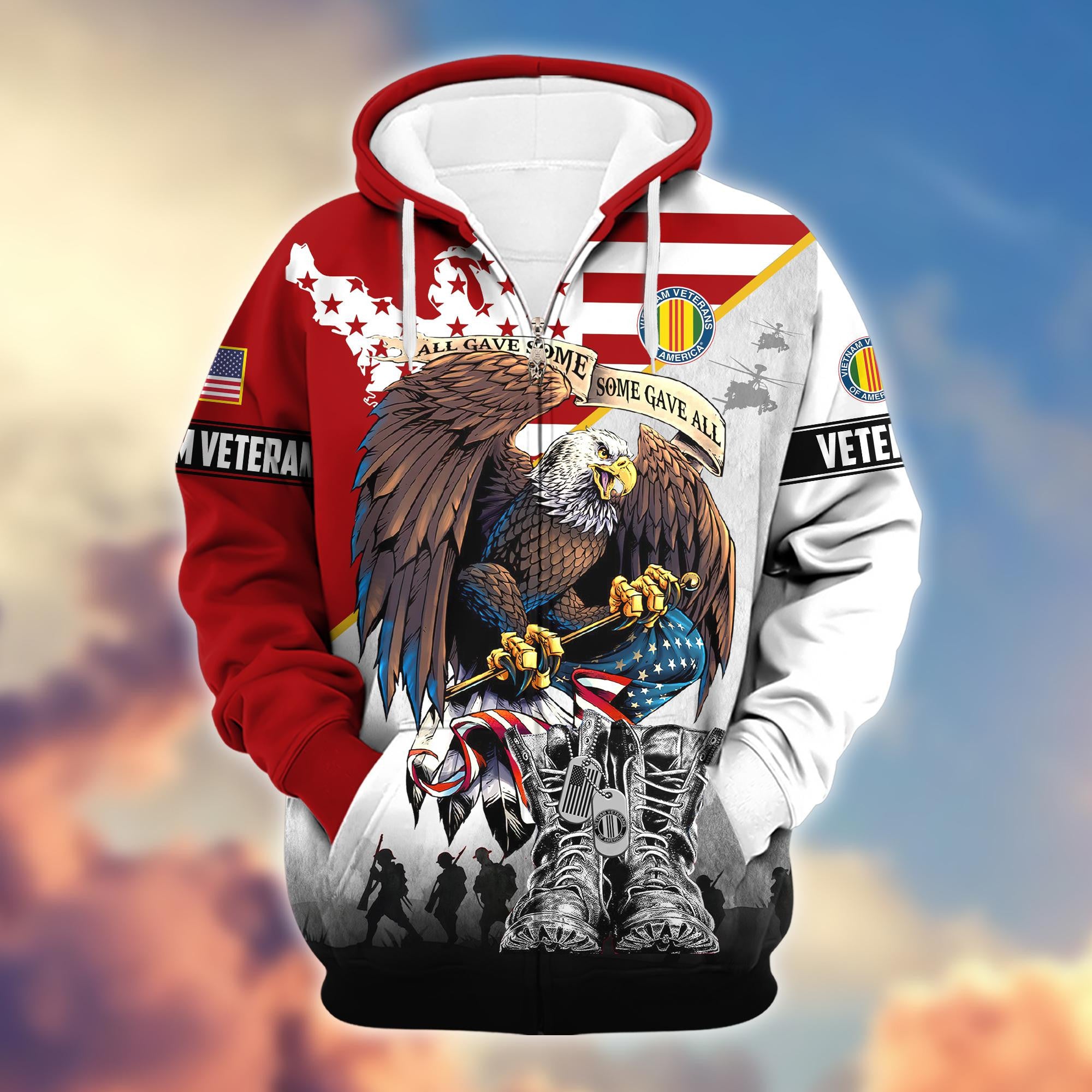 Premium All Gave Some Some Gave All US Veterans Zip Hoodie, Gifts For US Veterans, Gifts For Veterans Day