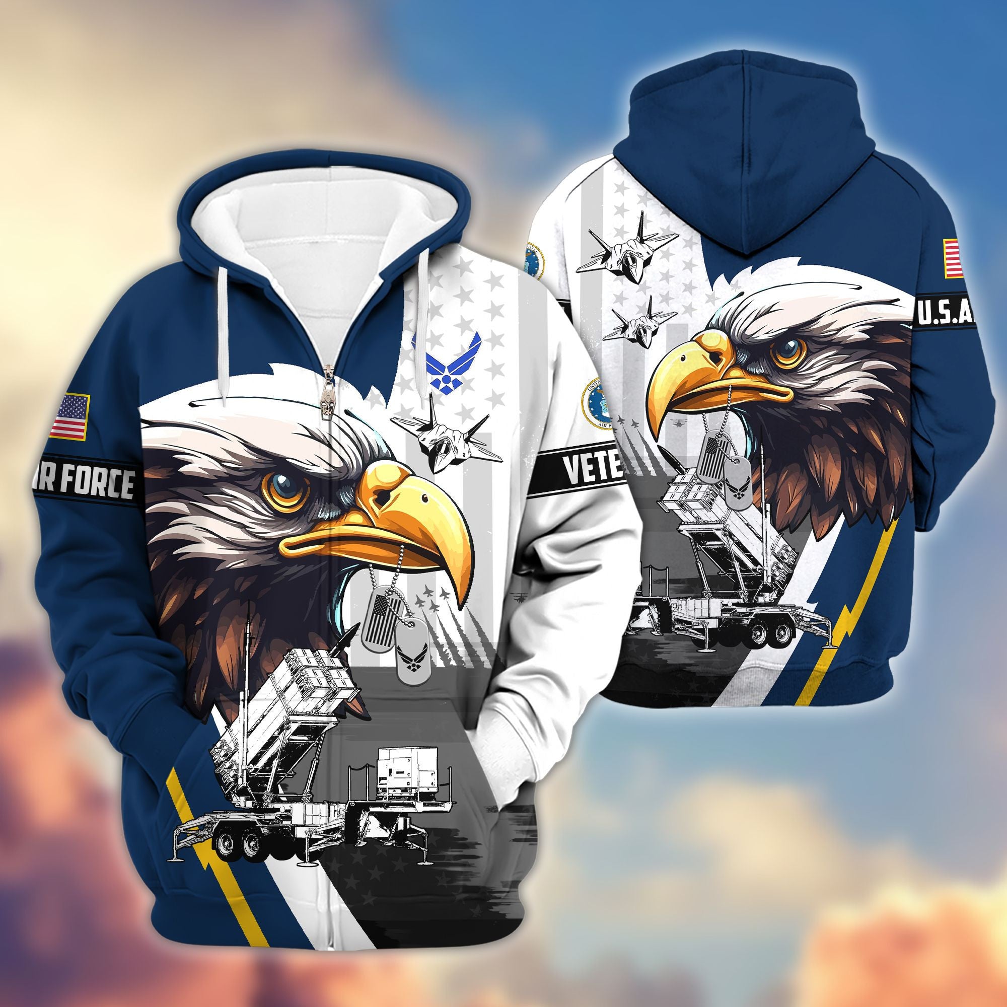 Premium US Veterans Zip Hoodie, Gifts For US Veterans, Gifts For Veterans Day
