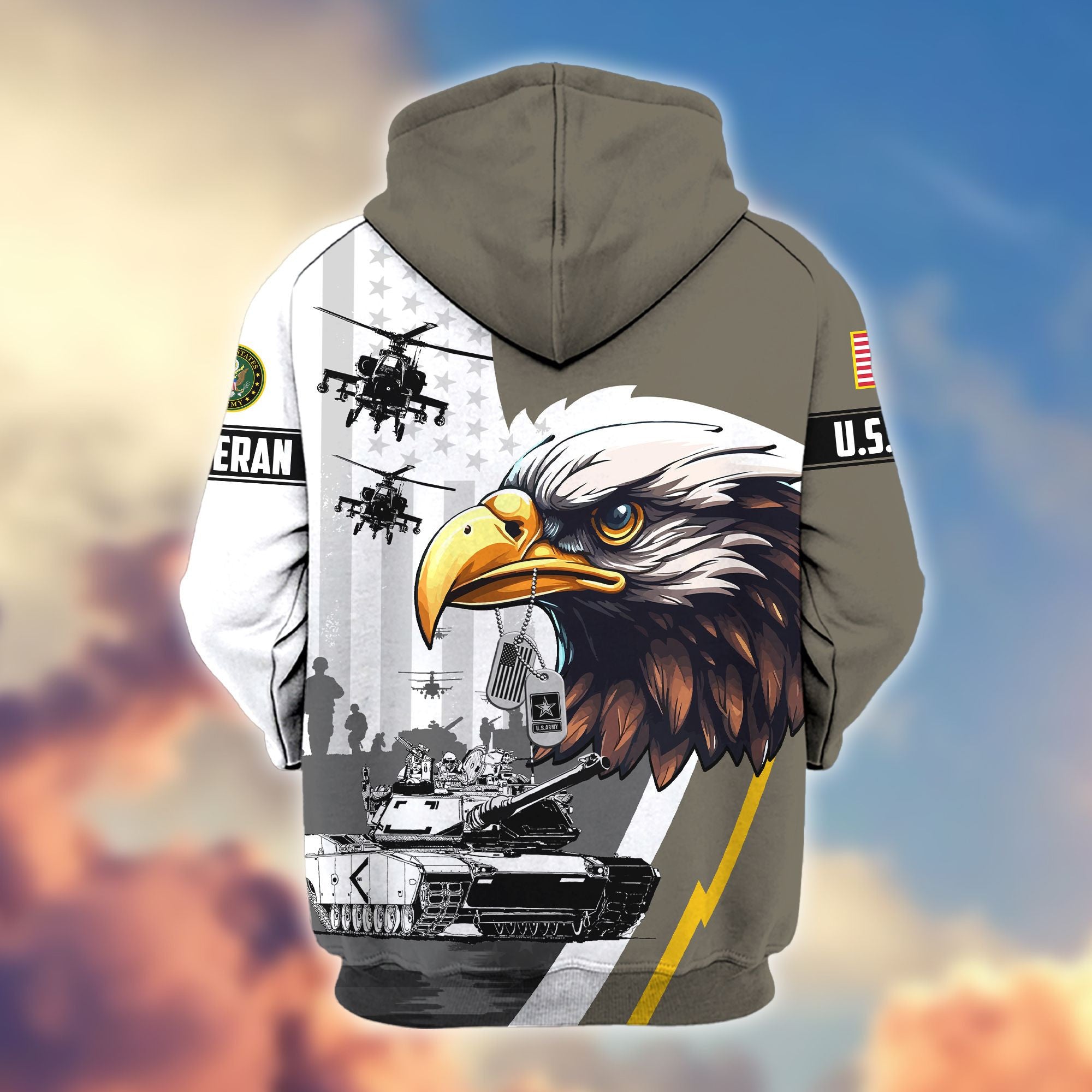 Premium US Veterans Zip Hoodie, Gifts For US Veterans, Gifts For Veterans Day