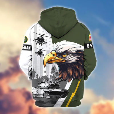 Premium US Veterans Zip Hoodie, Gifts For US Veterans, Gifts For Veterans Day