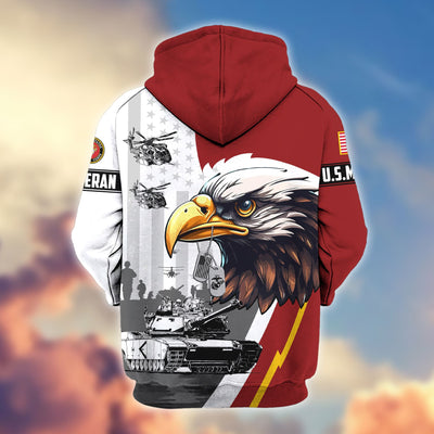 Premium US Veterans Zip Hoodie, Gifts For US Veterans, Gifts For Veterans Day