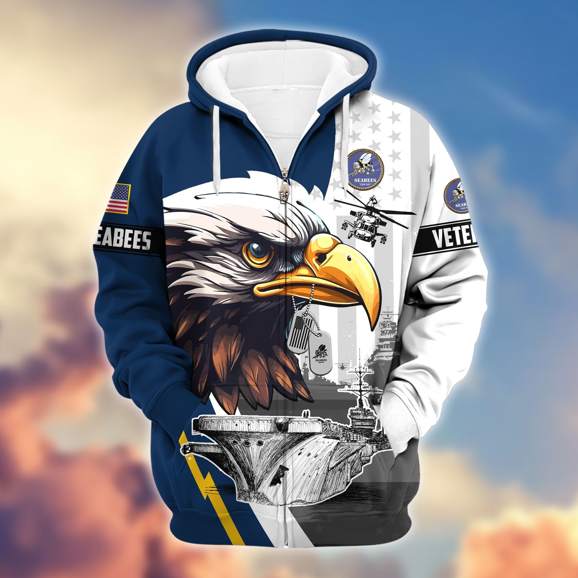 Premium US Veterans Zip Hoodie, Gifts For US Veterans, Gifts For Veterans Day