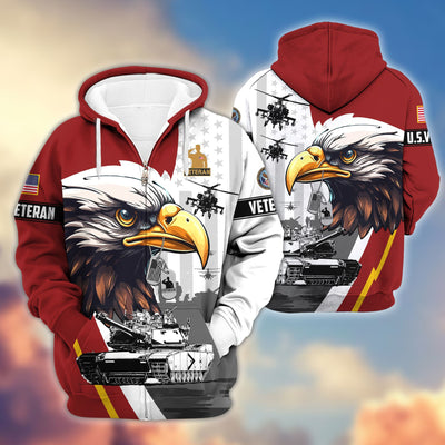 Premium US Veterans Zip Hoodie, Gifts For US Veterans, Gifts For Veterans Day