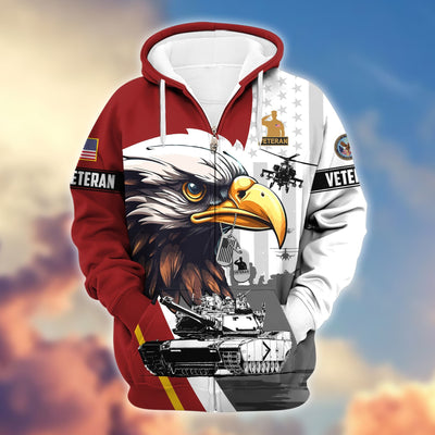 Premium US Veterans Zip Hoodie, Gifts For US Veterans, Gifts For Veterans Day