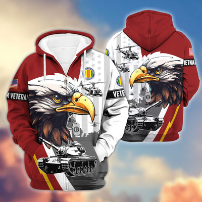Premium US Veterans Zip Hoodie, Gifts For US Veterans, Gifts For Veterans Day