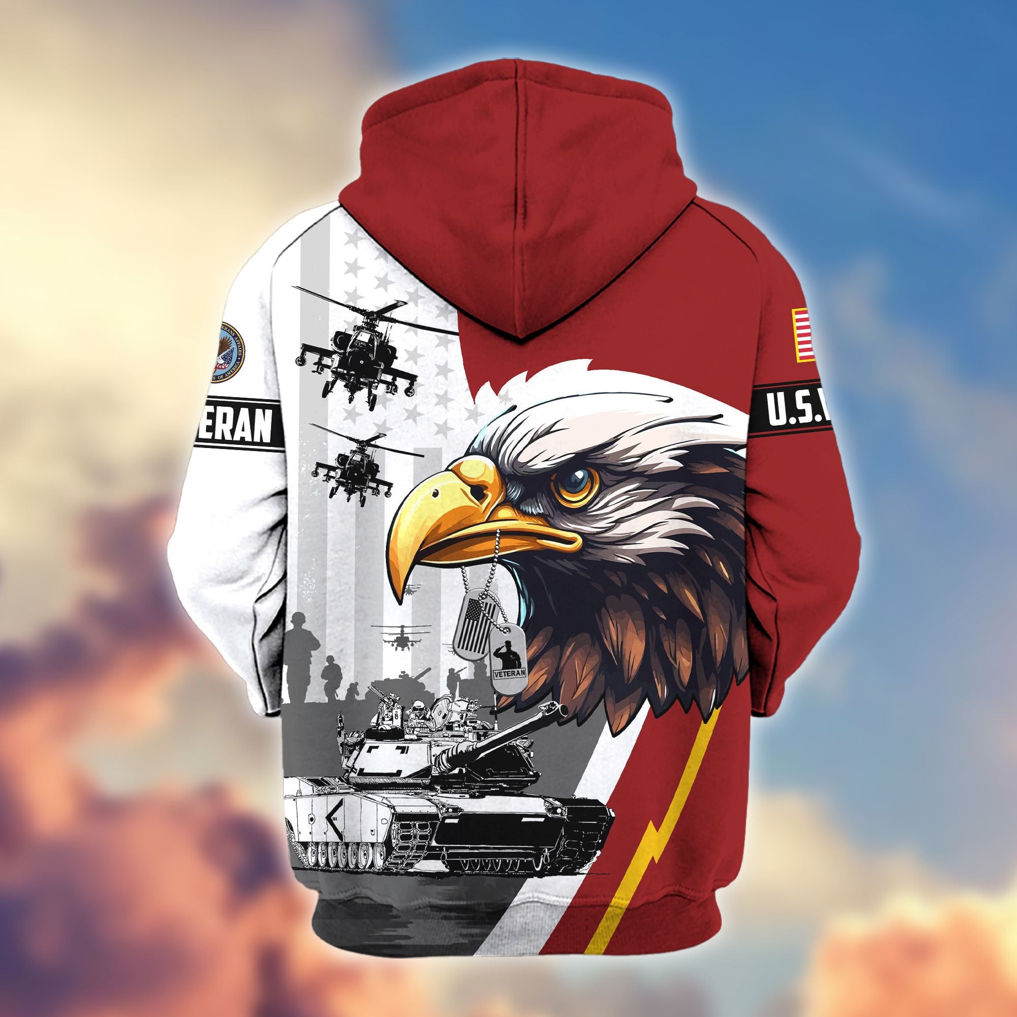 Premium US Veterans Zip Hoodie, Gifts For US Veterans, Gifts For Veterans Day