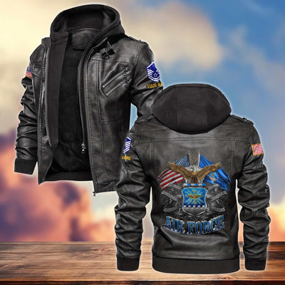 Premium USAF Leather Jacket, Custom Name, Rank, Gifts For Air Force Veteran