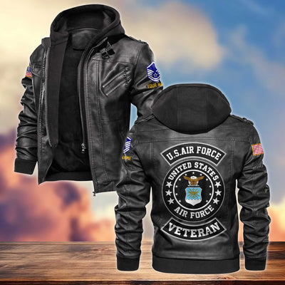 USAF Leather Jacket, Custom Name, Rank, Gifts For Air Force Veteran