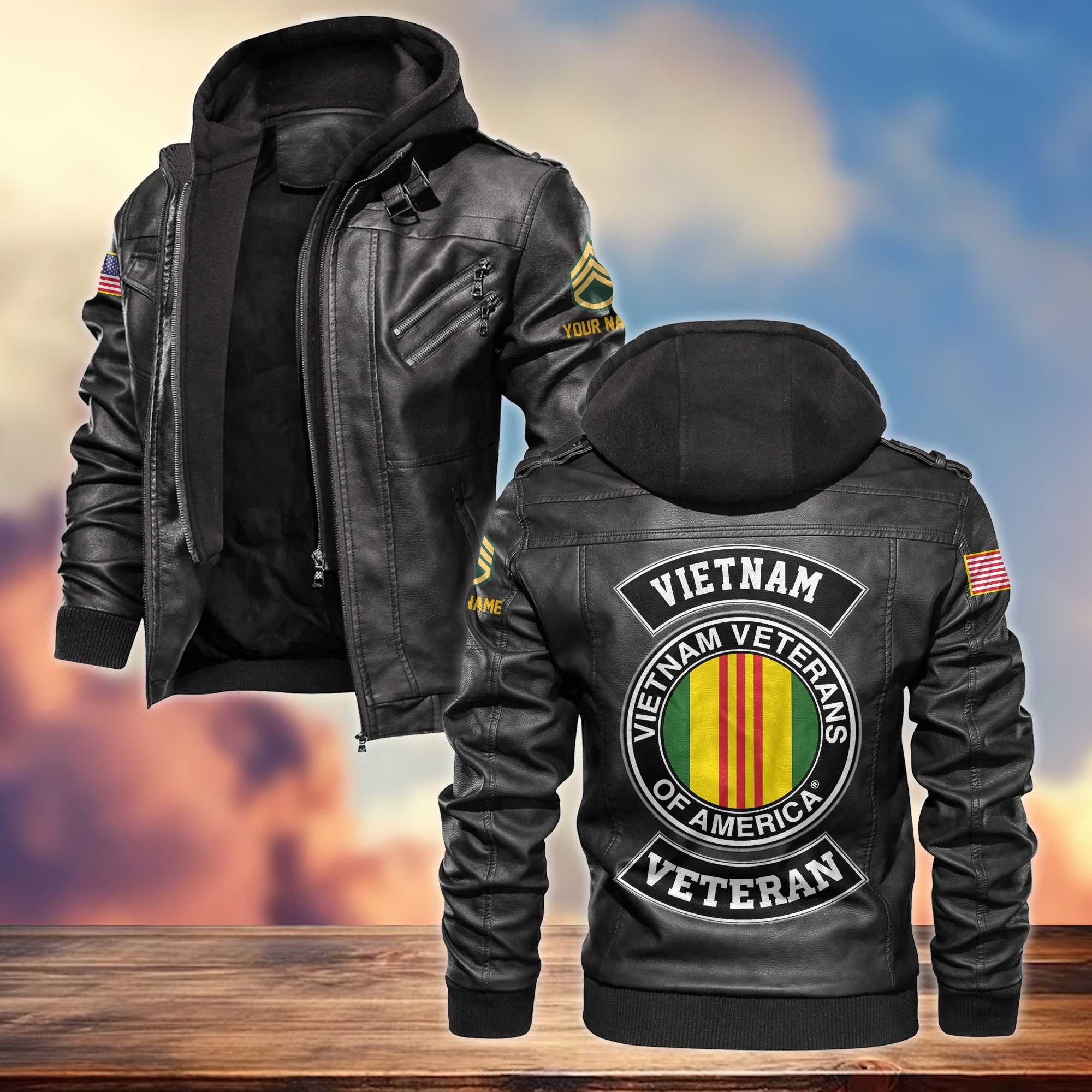 Vietnam Veteran Leather Jacket, Custom Name, Rank, Gifts For Vietnam Veteran