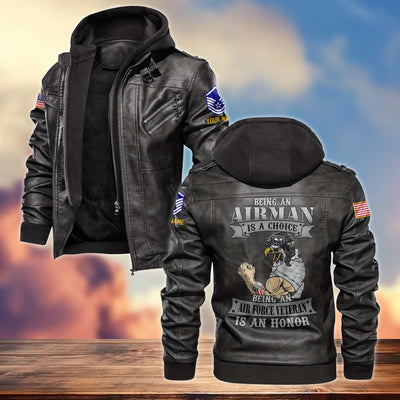 Premium Custom Name, Rank, USAF Leather Jacket, Gifts For Air Force Veteran