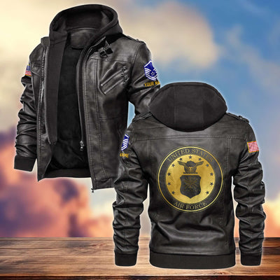USAF Leather Jacket, Custom Name, Rank, Gifts For Air Force Veteran