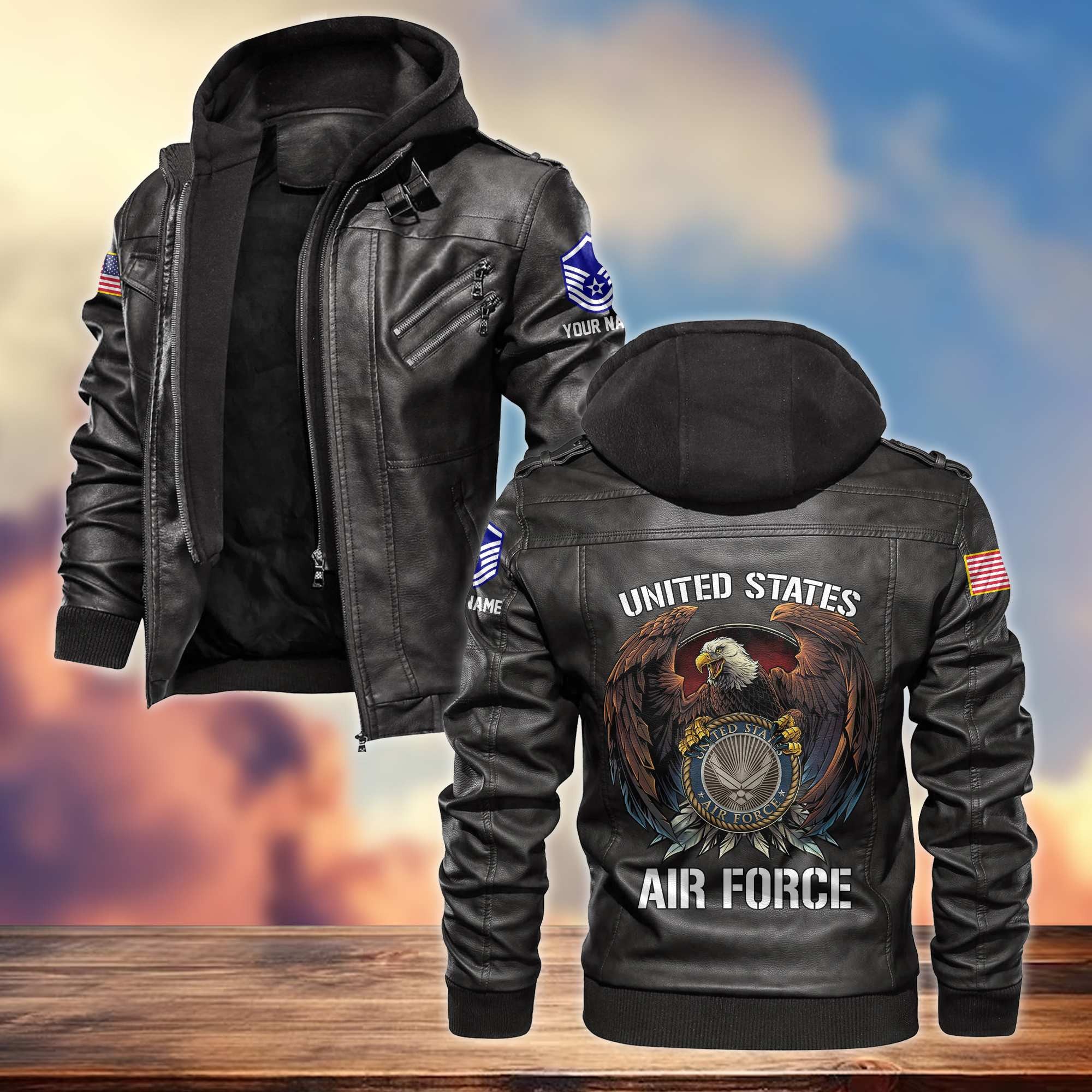 Premium USAF Leather Jacket, Gifts For Air Force Veteran