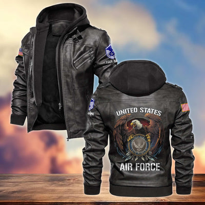 Premium USAF Leather Jacket, Gifts For Air Force Veteran