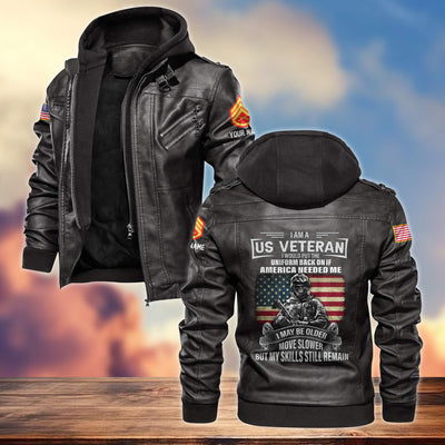 Premium USMC Leather Jacket, Custom Name, Rank, Gifts For Marine Veteran