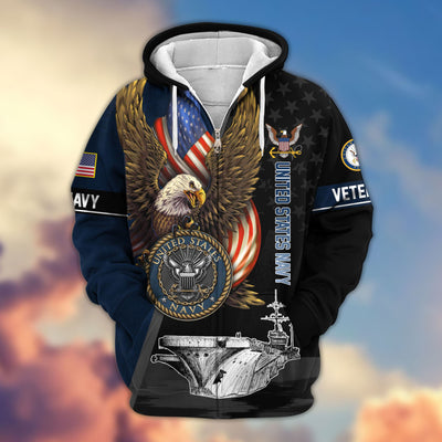 Premium Proudly Served US Veterans Zip Hoodie, Gifts For US Veterans, Gifts For Veterans Day