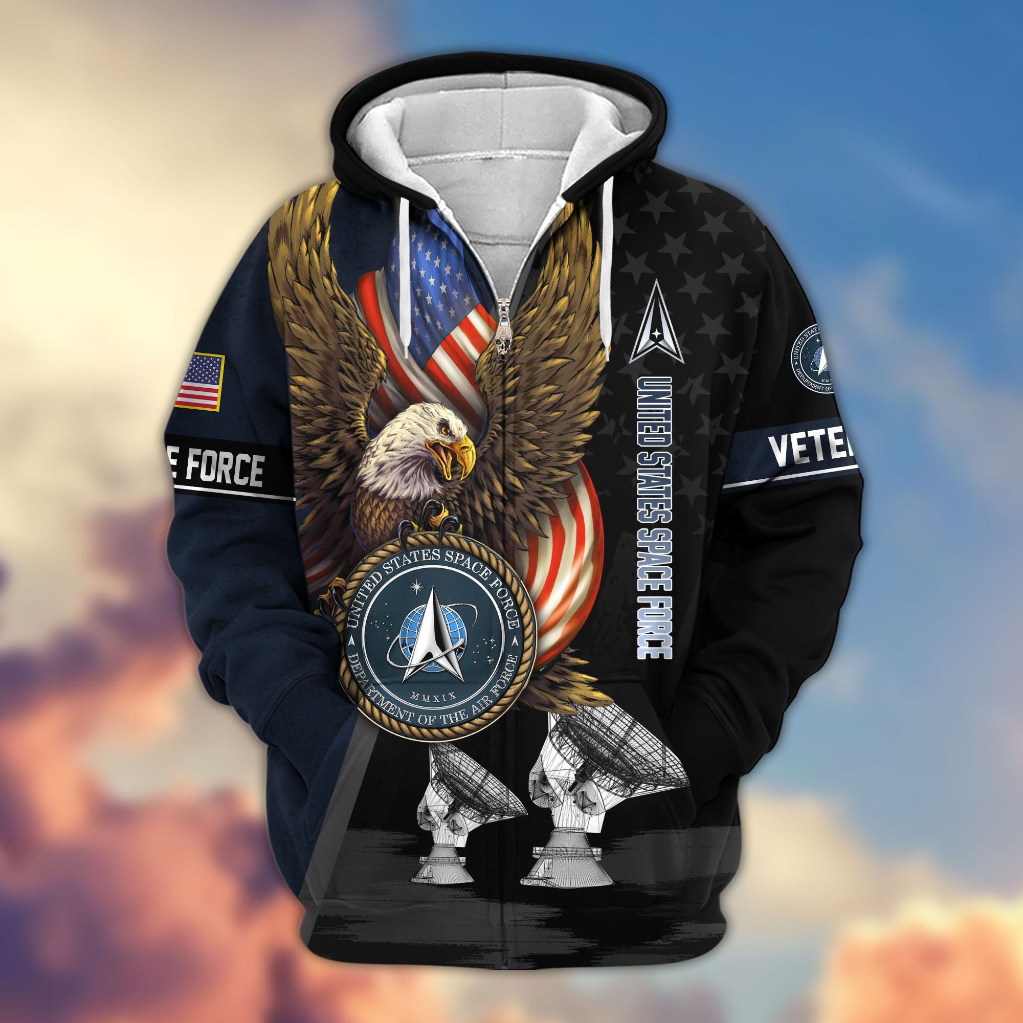 Premium Proudly Served US Veterans Zip Hoodie, Gifts For US Veterans, Gifts For Veterans Day