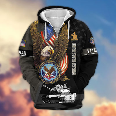 Premium Proudly Served US Veterans Zip Hoodie, Gifts For US Veterans, Gifts For Veterans Day