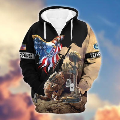 Premium Honoring All Who Served US Veterans Zip Hoodie, Gifts For Veterans Day