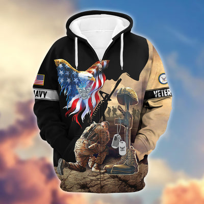 Premium Honoring All Who Served US Veterans Zip Hoodie, Gifts For Veterans Day