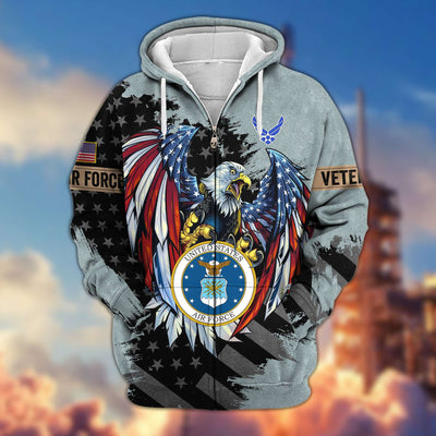 Premium US Veterans Zip Hoodie, Gifts For Veterans Day