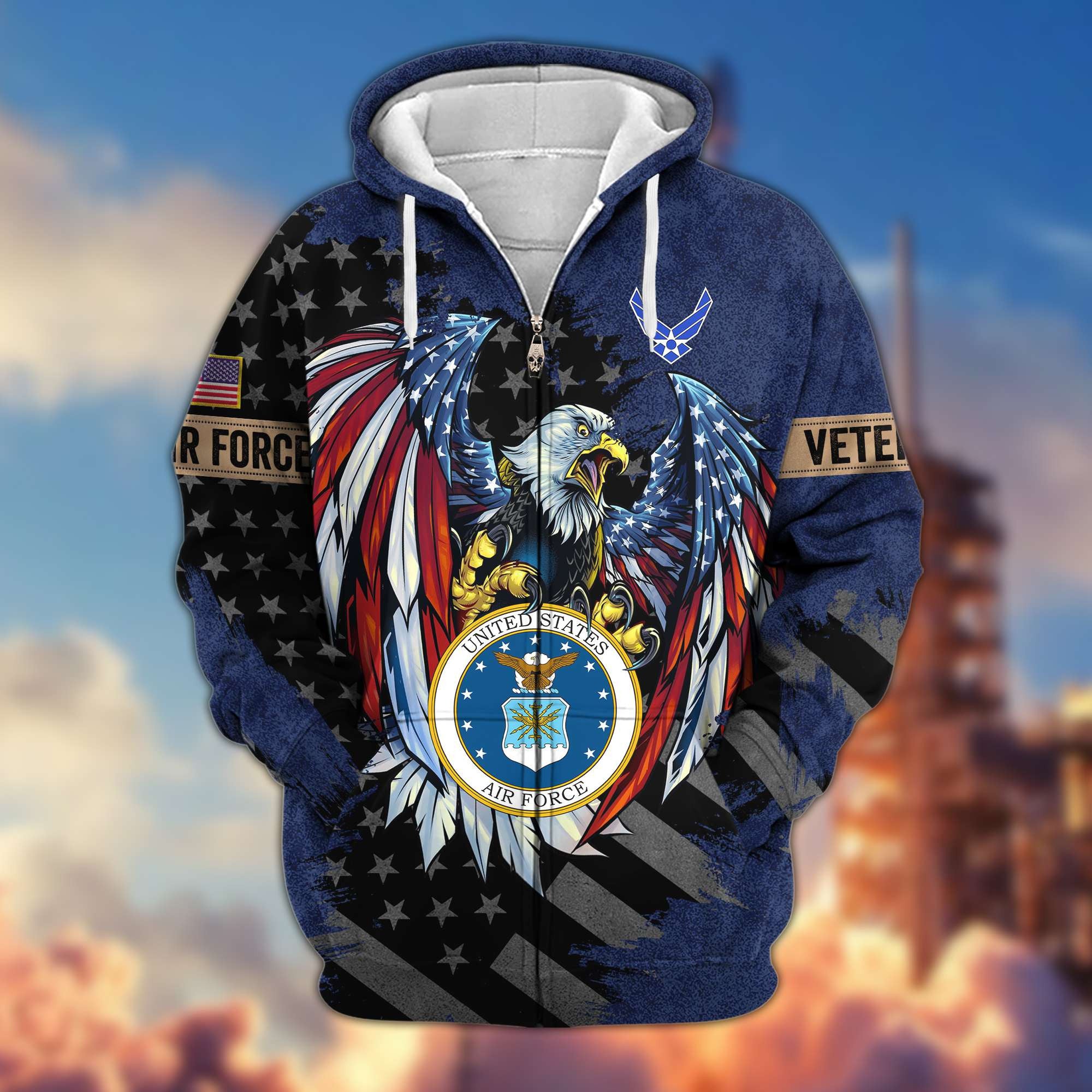 Premium US Veterans Zip Hoodie, Gifts For Veterans Day