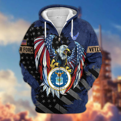 Premium US Veterans Zip Hoodie, Gifts For Veterans Day