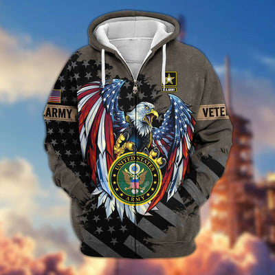 Premium US Veterans Zip Hoodie, Gifts For Veterans Day