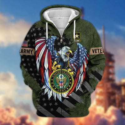 Premium US Veterans Zip Hoodie, Gifts For Veterans Day