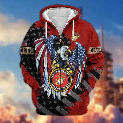 Premium US Veterans Zip Hoodie, Gifts For Veterans Day