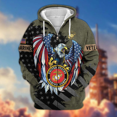 Premium US Veterans Zip Hoodie, Gifts For Veterans Day