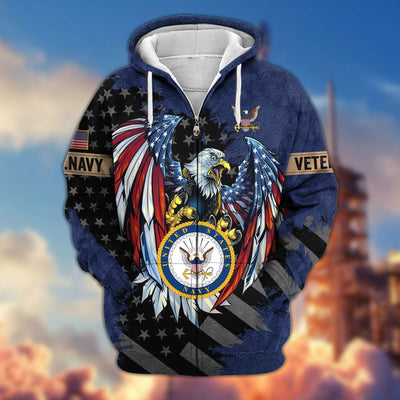 Premium US Veterans Zip Hoodie, Gifts For Veterans Day