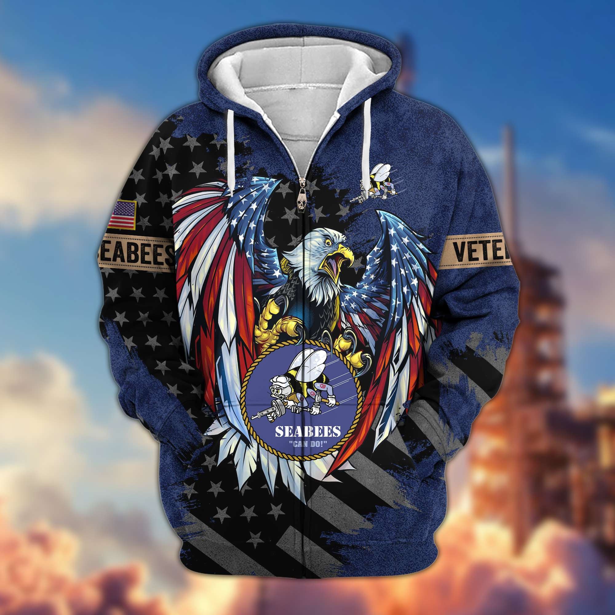 Premium US Veterans Zip Hoodie, Gifts For Veterans Day