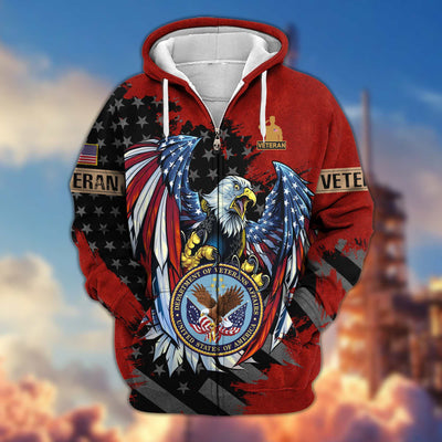 Premium US Veterans Zip Hoodie, Gifts For Veterans Day