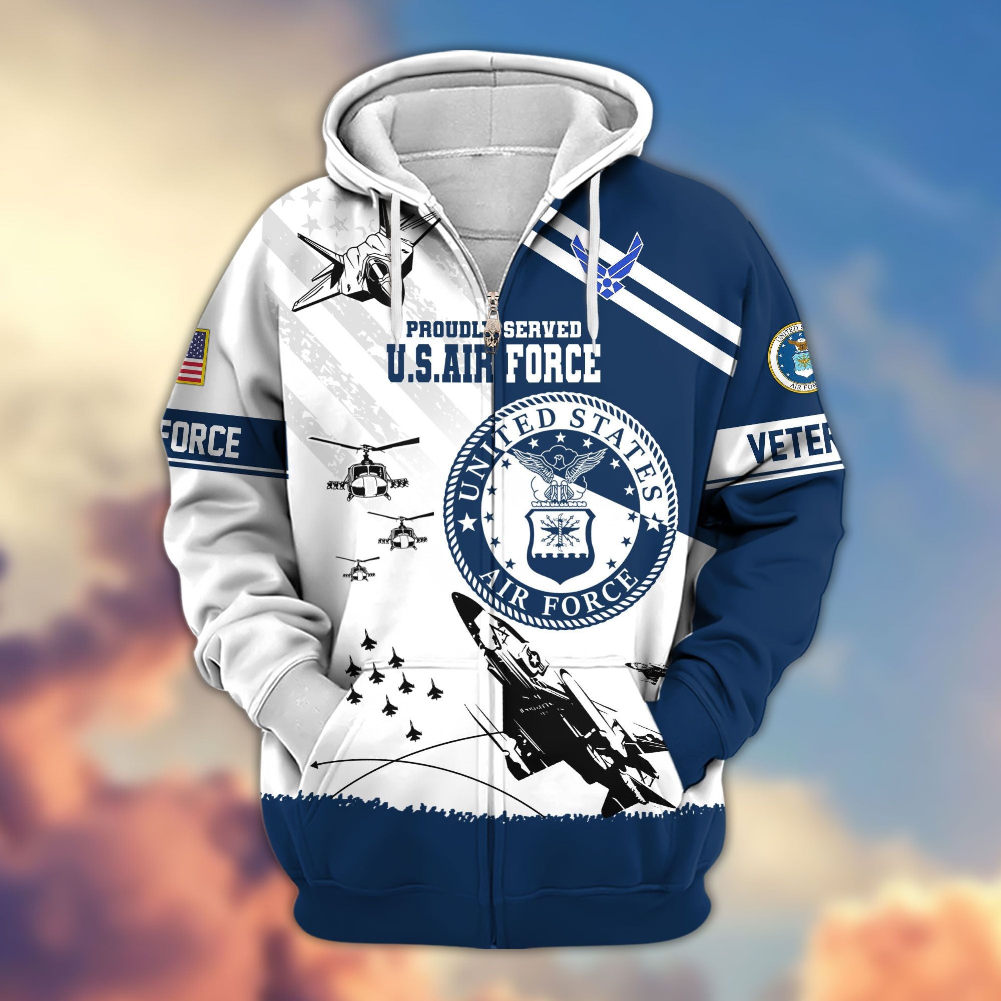 Premium US Veterans Zip Hoodie, Gifts For US Veterans, Gifts For Veterans Day