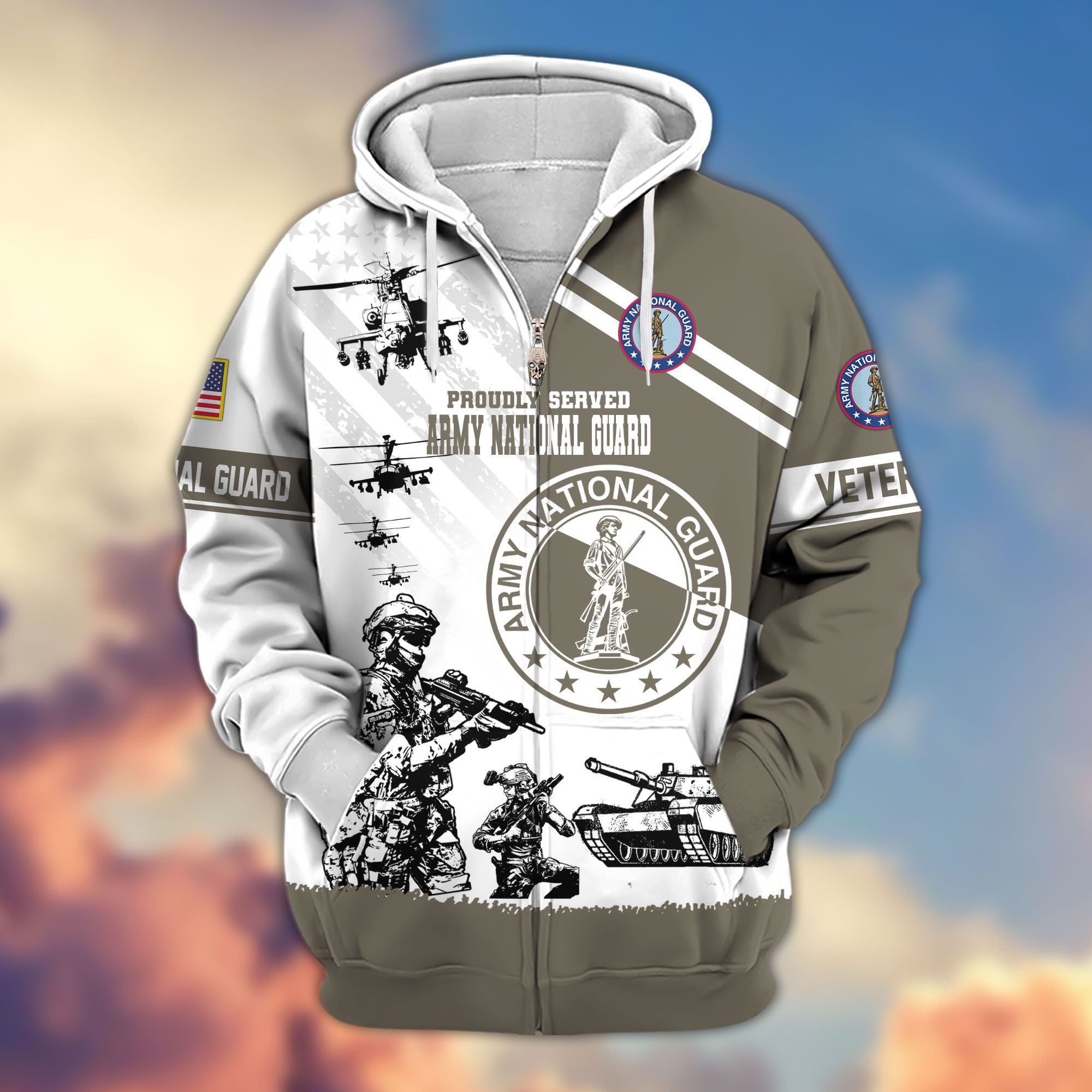 Premium US Veterans Zip Hoodie, Gifts For US Veterans, Gifts For Veterans Day