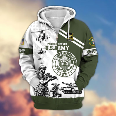 Premium US Veterans Zip Hoodie, Gifts For US Veterans, Gifts For Veterans Day