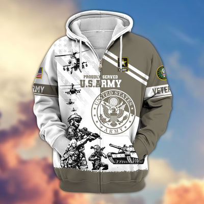 Premium US Veterans Zip Hoodie, Gifts For US Veterans, Gifts For Veterans Day