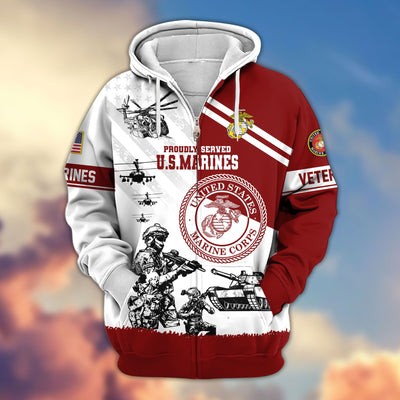 Premium US Veterans Zip Hoodie, Gifts For US Veterans, Gifts For Veterans Day