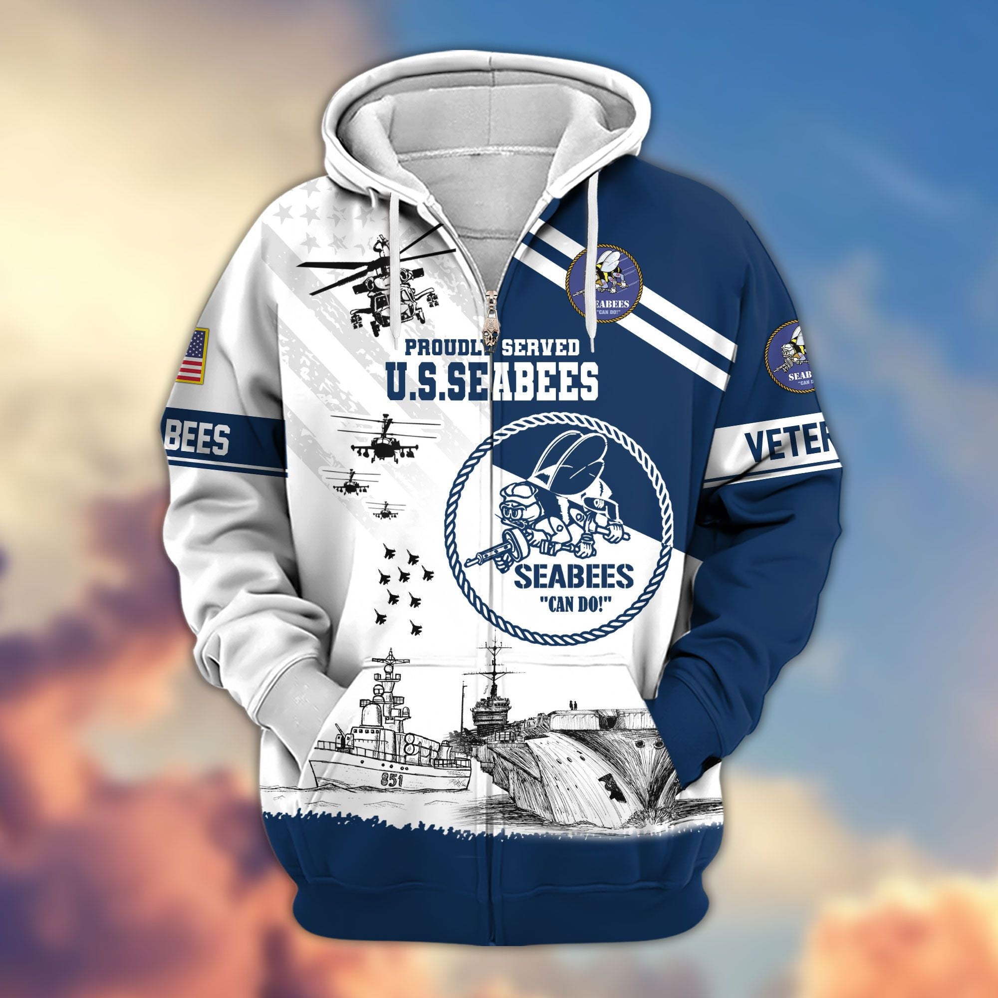 Premium US Veterans Zip Hoodie, Gifts For US Veterans, Gifts For Veterans Day